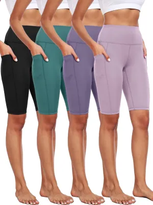 CADMUS 3 Pack Women 9" Biker Compression Short Leggings for Yoga with Big Pockets