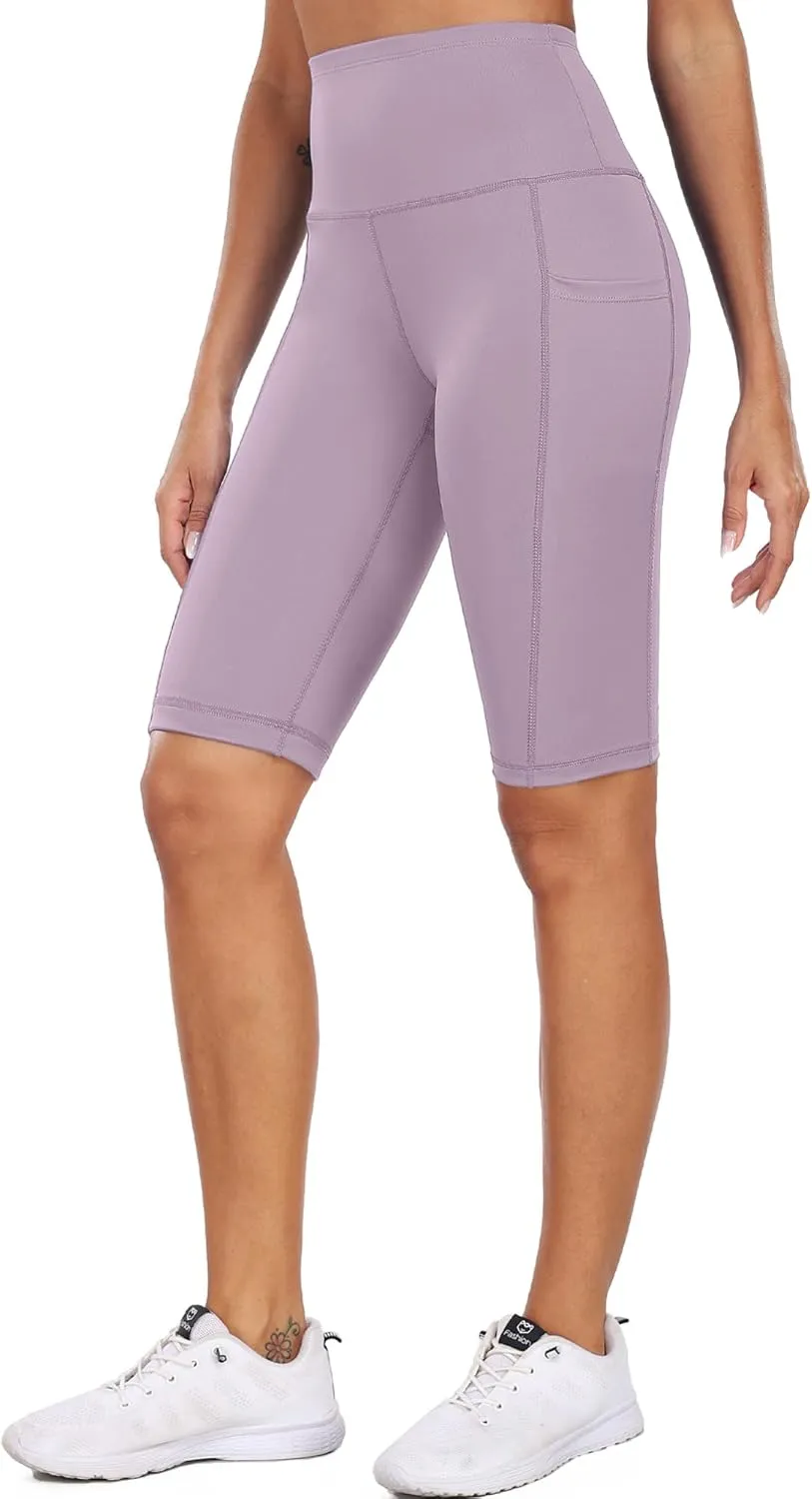 CADMUS 3 Pack Women 9" Biker Compression Short Leggings for Yoga with Big Pockets
