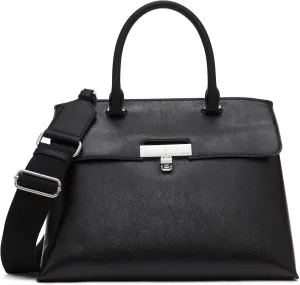 Calvin Klein Women's Becky Turn Lock Satchel – 2 in 1, Vegan Leather, 3 Pockets