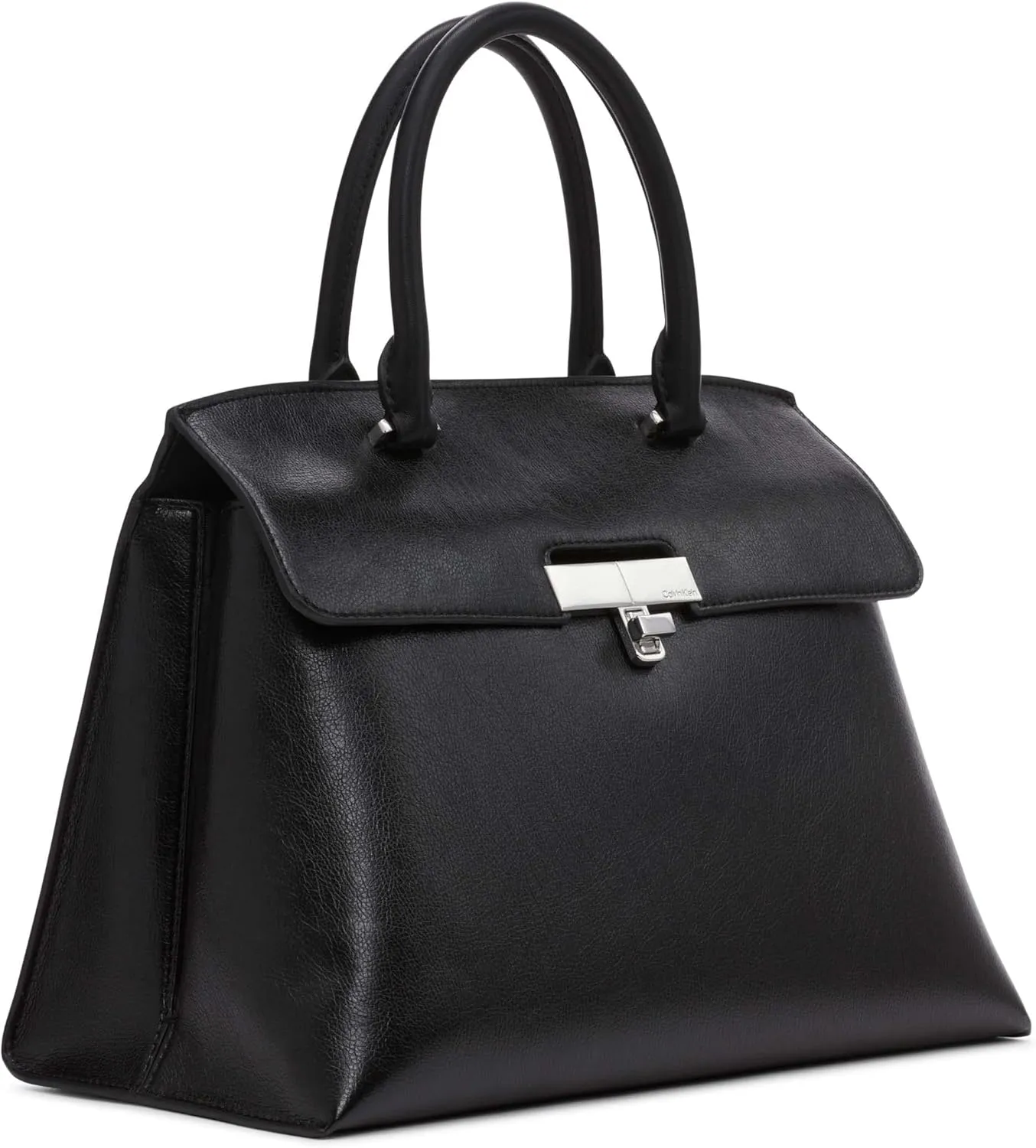 Calvin Klein Women's Becky Turn Lock Satchel – 2 in 1, Vegan Leather, 3 Pockets