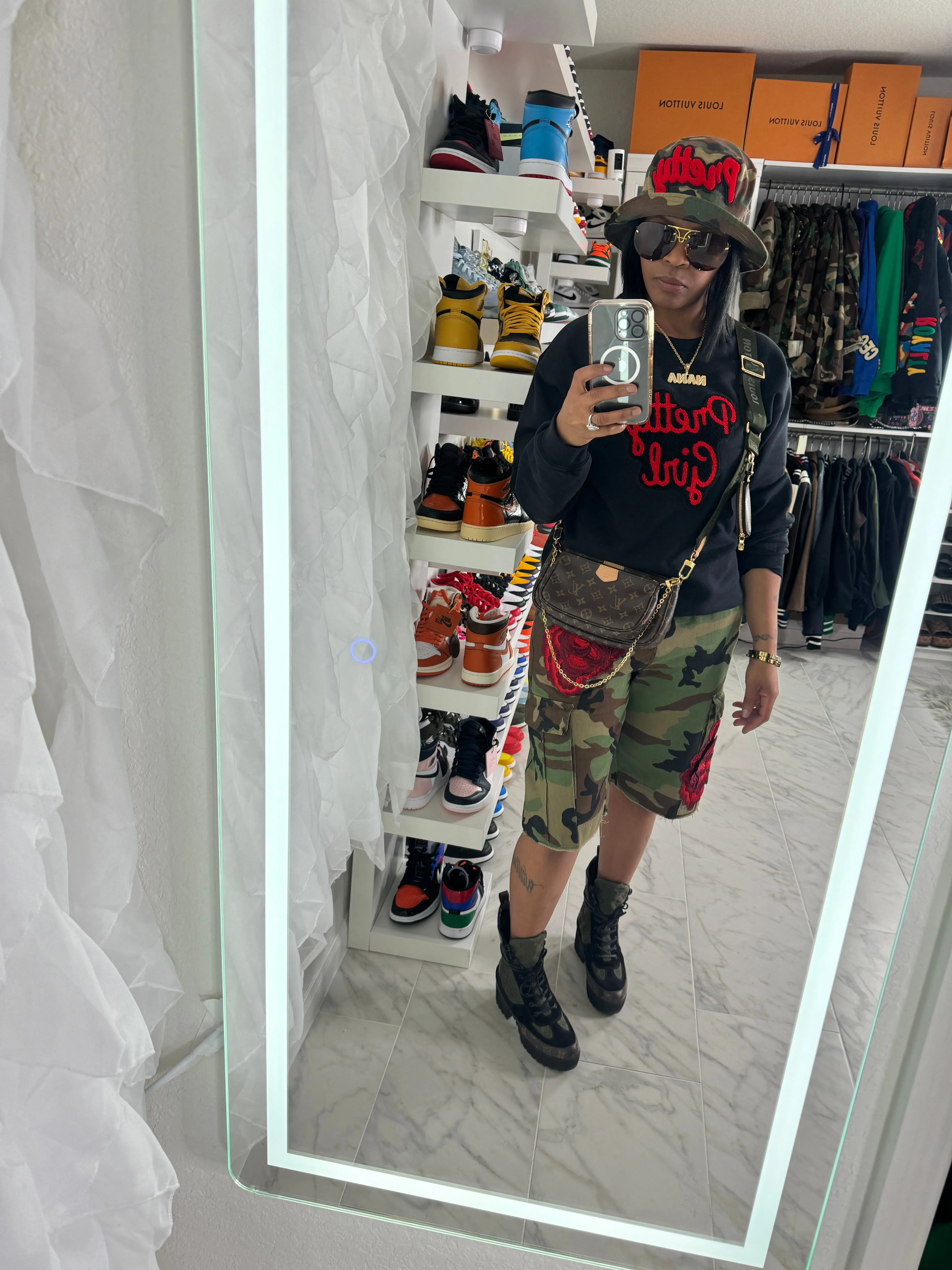 Camouflage Print Pretty Bucket Hat Red for Stylish Comfort