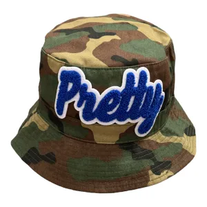 Camouflage Print Pretty Bucket Hat Royal Blue White