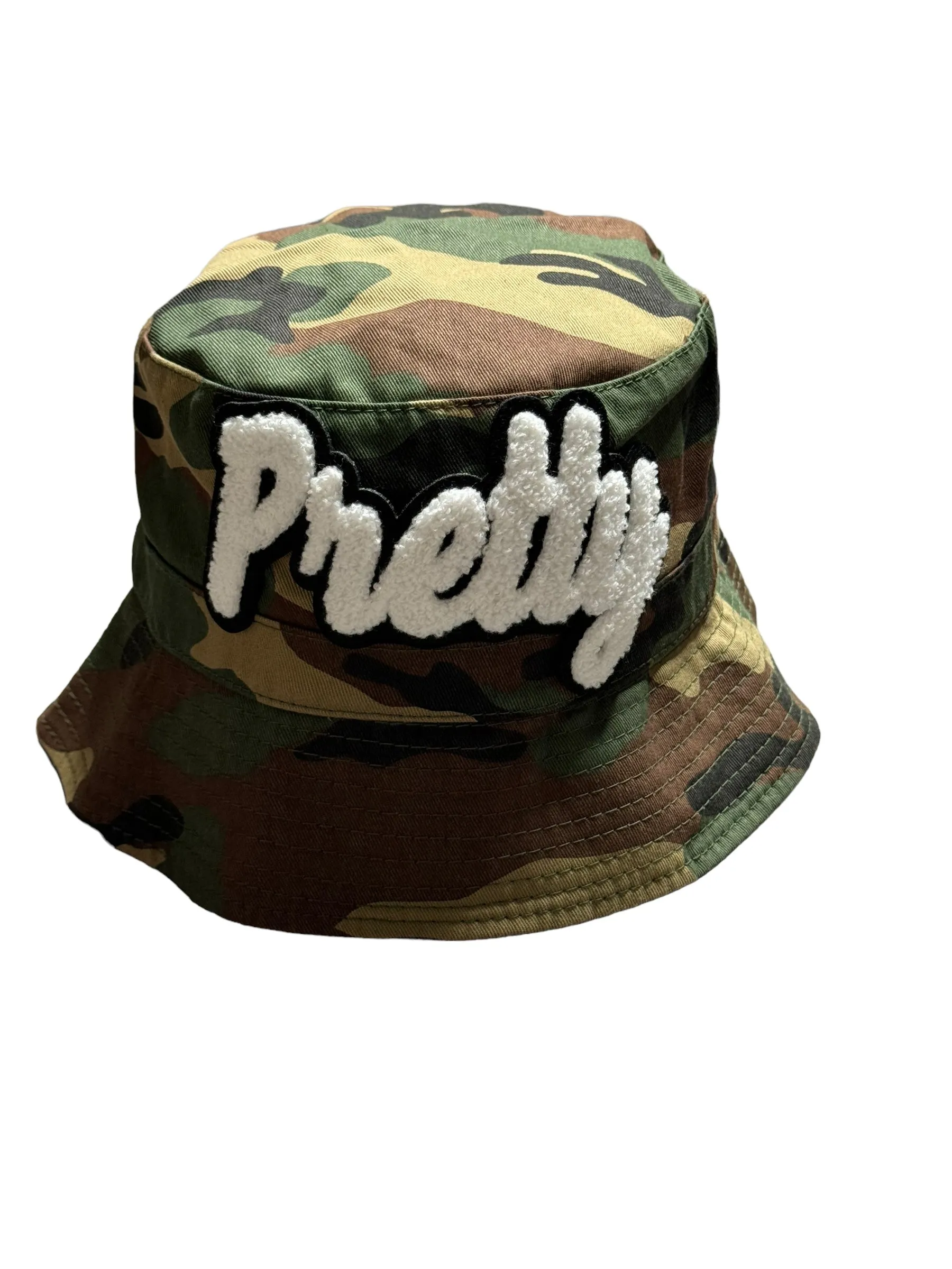 Camouflage Print Pretty Bucket Hat (White) for Fashion Lovers