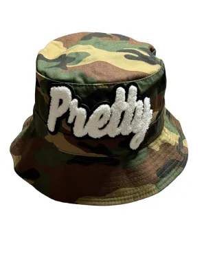Camouflage Print Pretty Bucket Hat (White) for Fashion Lovers