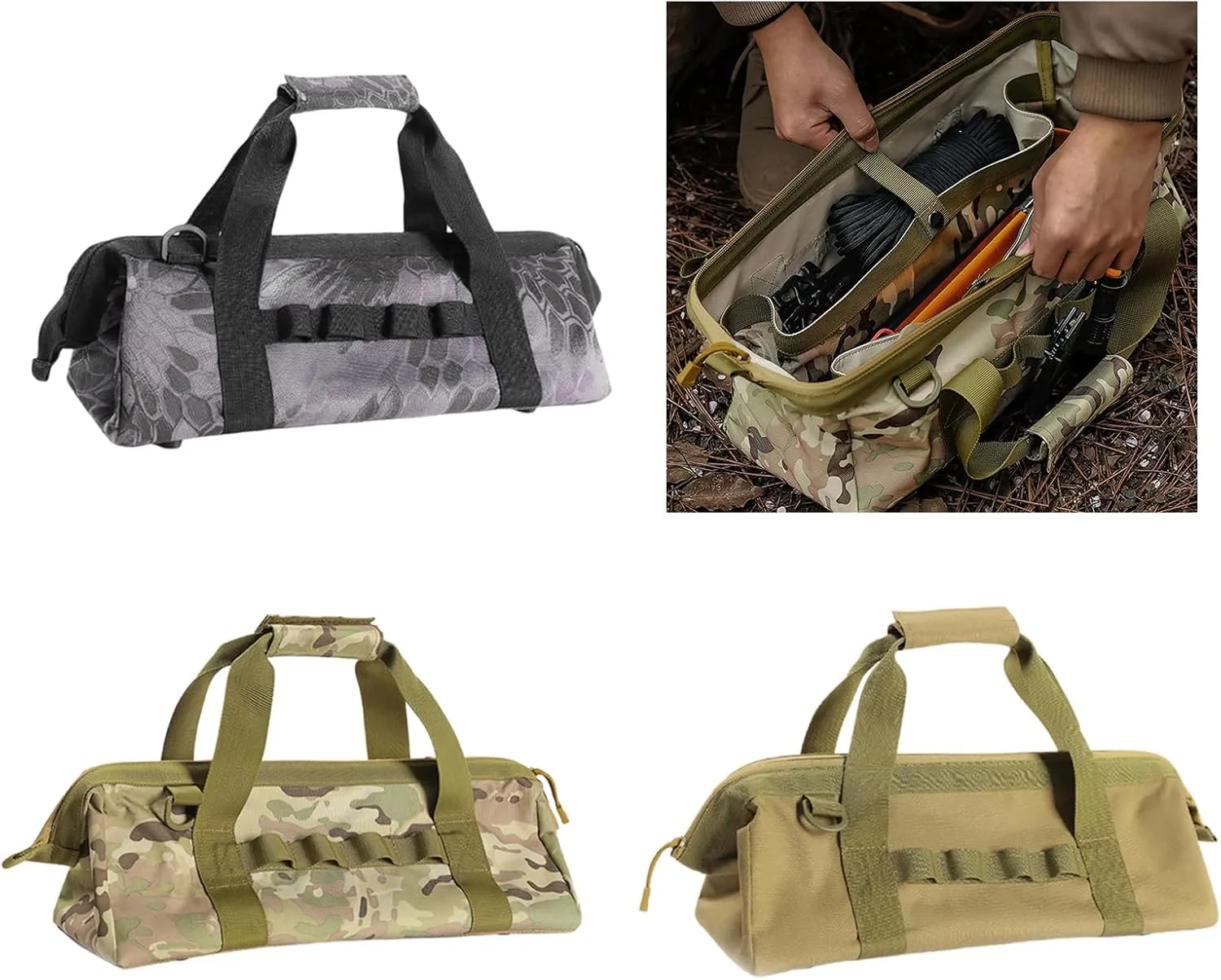 Camouflages Camping Bag Elastics Bag Meshes Pockets Outdoor Gears Organization for Camping Tool and Equipment