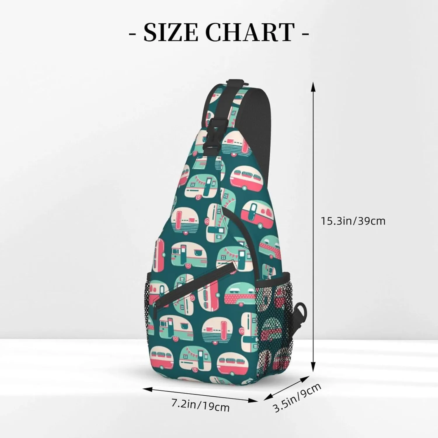 Camping Trailers Camper Sling Bag for Men Women Crossbody Backpack Hiking Travel Daypack Chest Shoulder Bag with Adjustable Strap