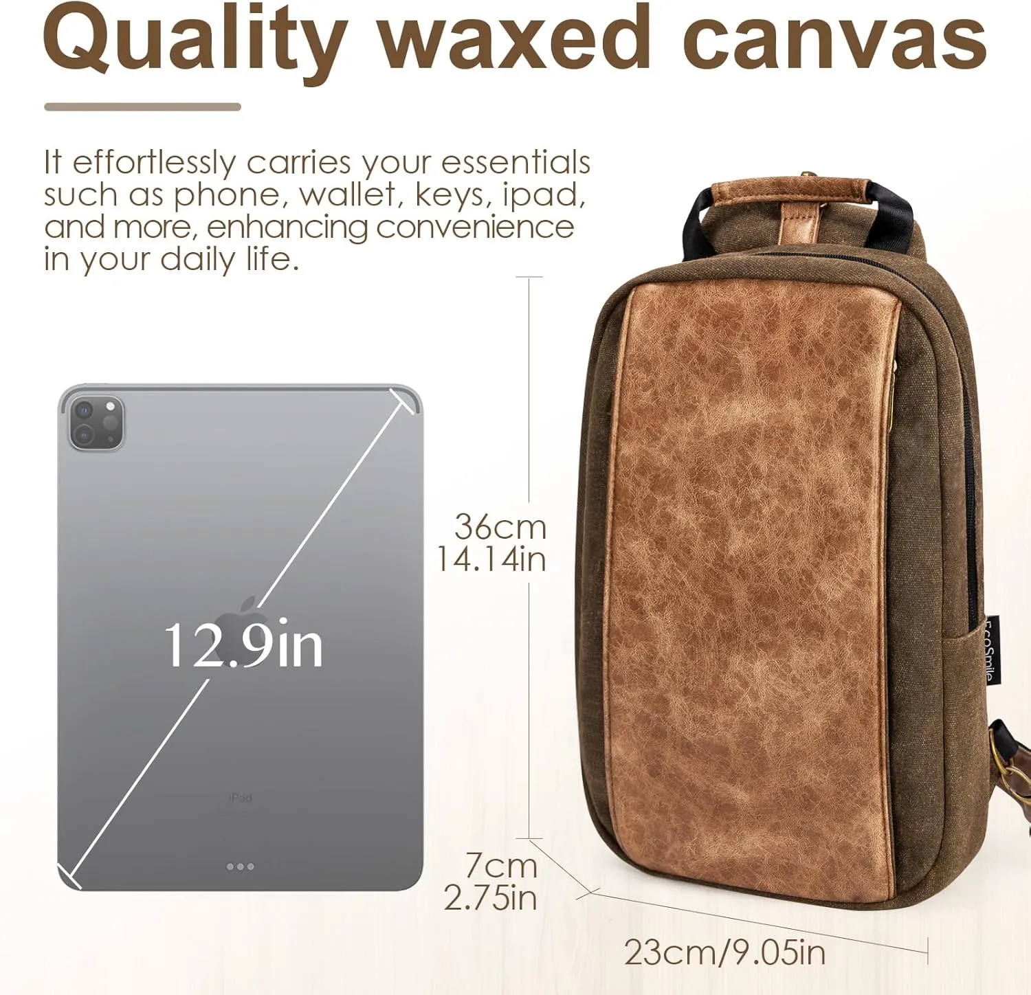 Canvas Messenger Bag Sling Bag Crossbody Shoulder Bag for Men Women Travel Work Satchel Bags