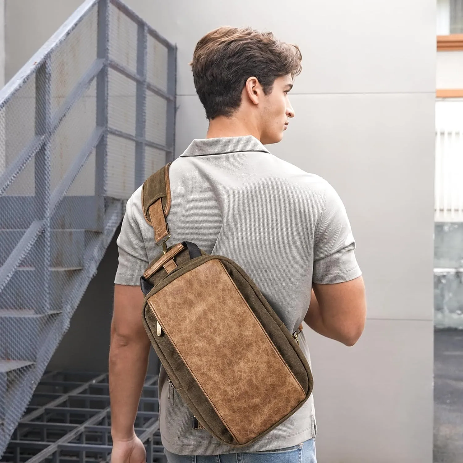 Canvas Messenger Bag Sling Bag Crossbody Shoulder Bag for Men Women Travel Work Satchel Bags