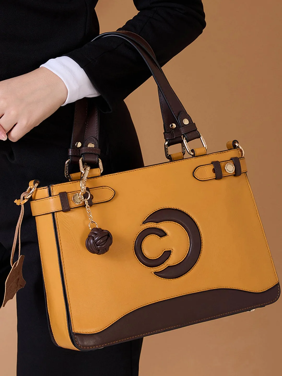 Caprese Minimal Formal Medium Yellow Satchel Bag