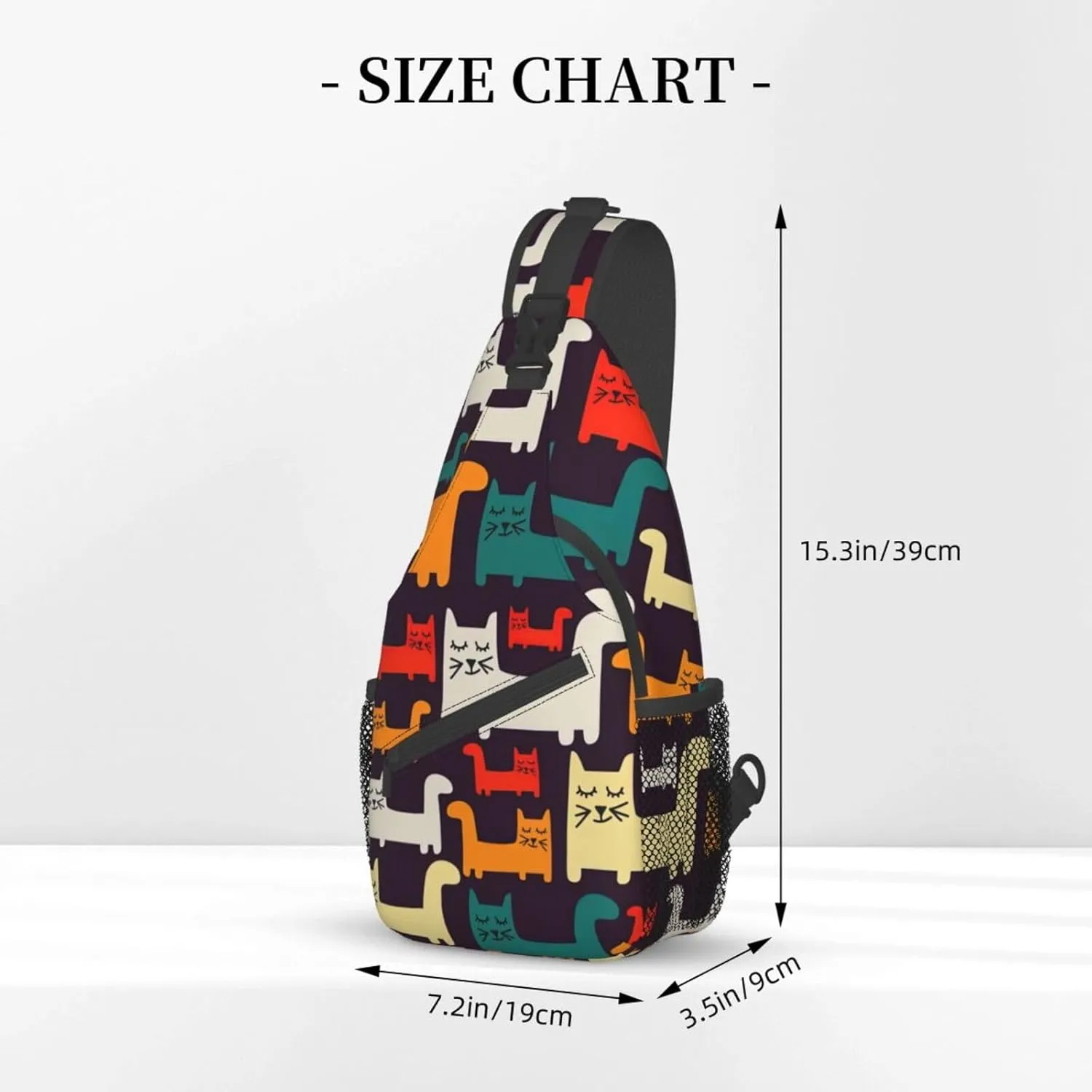 Carttoon Cat Crossbody Bag Chest Shoulder Bag Small Casual Backpack Suitable For Women Men Hiking