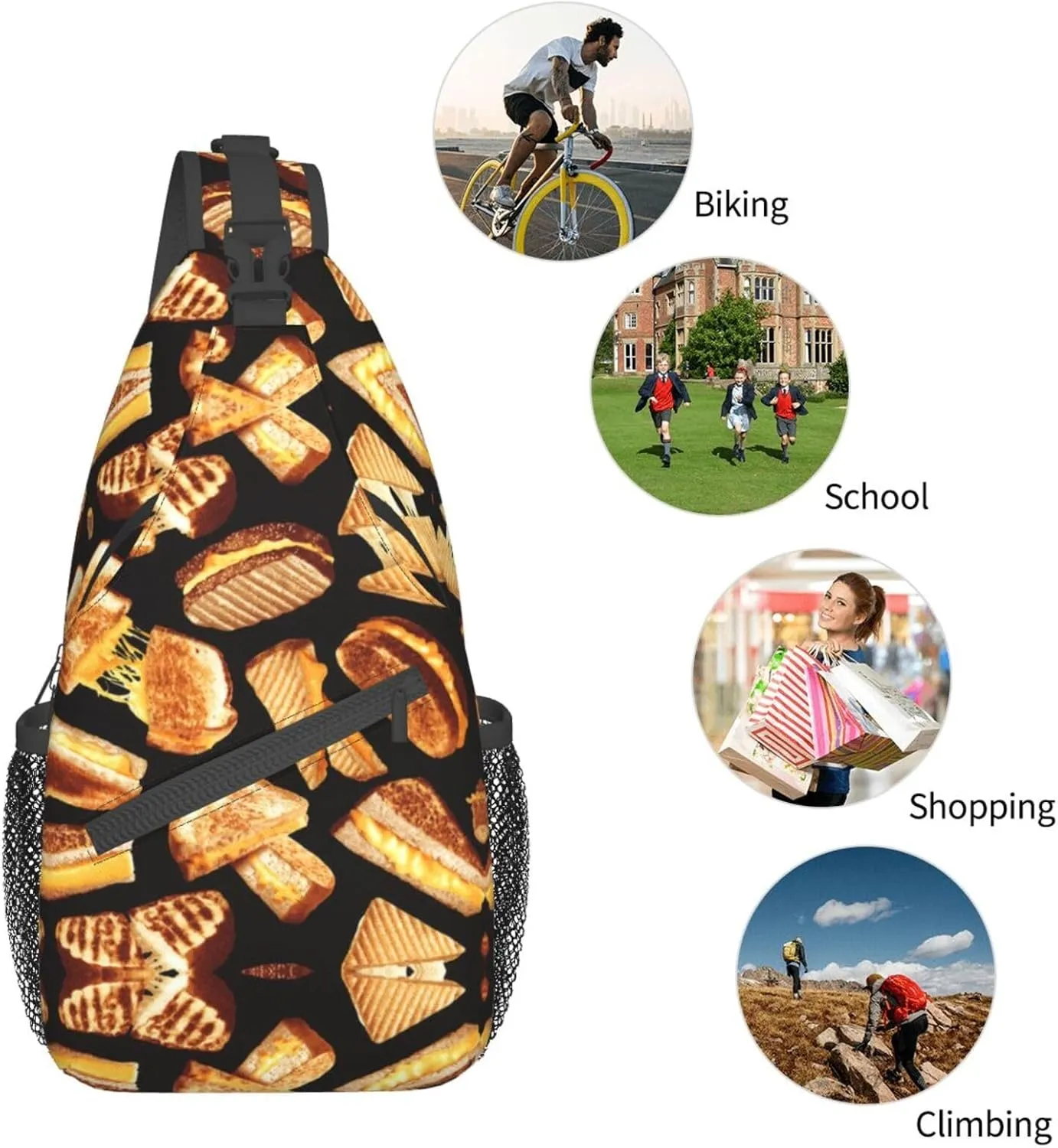 Carttoon Cat Crossbody Bag Chest Shoulder Bag Small Casual Backpack Suitable For Women Men Hiking