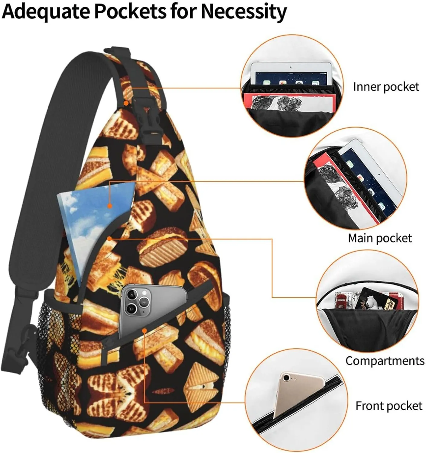 Carttoon Cat Crossbody Bag Chest Shoulder Bag Small Casual Backpack Suitable For Women Men Hiking