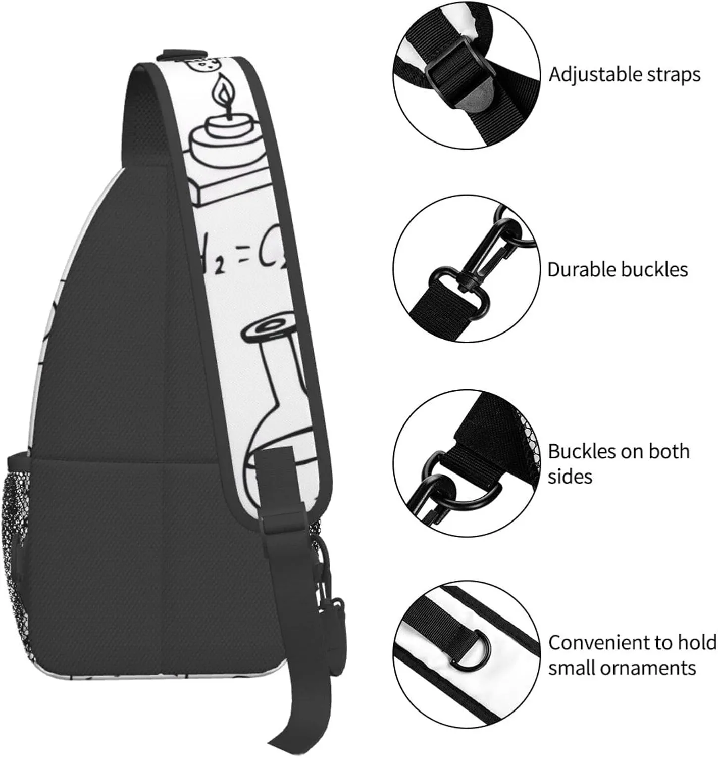 Carttoon Cat Crossbody Bag Chest Shoulder Bag Small Casual Backpack Suitable For Women Men Hiking