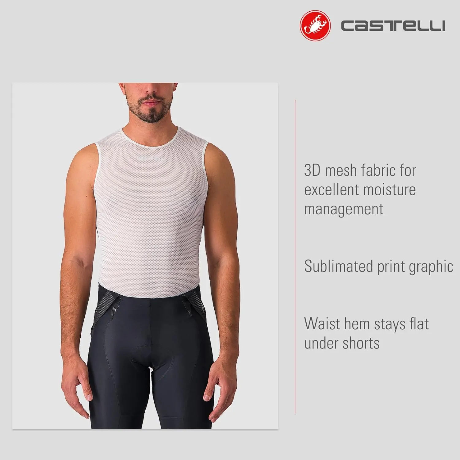 CASTELLI Men’s Pro Mesh 2.0 Sleeveless Jersey, Breathable Cycling Mesh Base Layer for Road, Gravel Biking & Racing