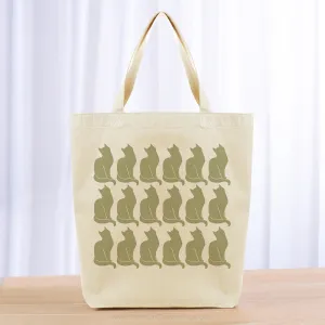 Cat Pattern Tote Bag - khaki