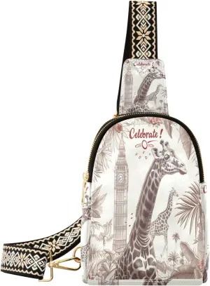Celebrate Animal Giraffe Big Ben Khaki crossbody bag waterproof shoulder bag for women for day pack
