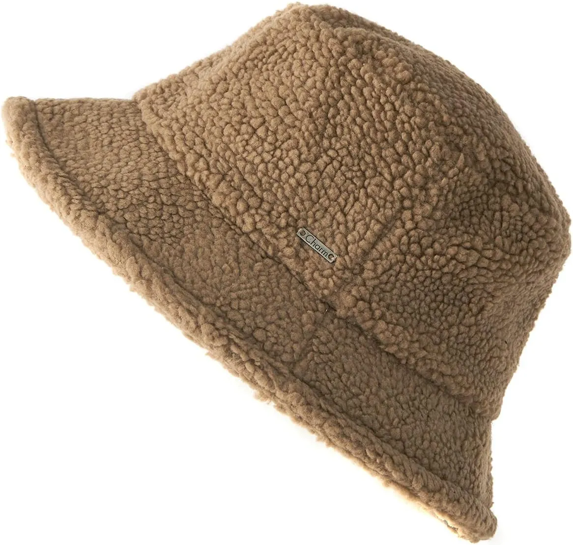CHARM Furry Winter Bucket Hat - Organic Cotton Mens Chemo Cap Faux Sherpa Teddy