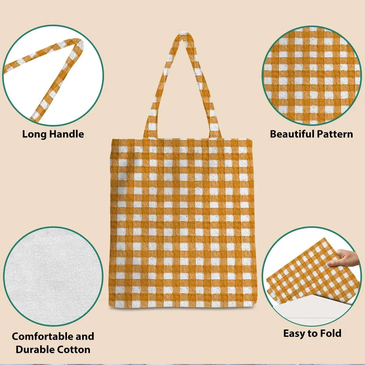 Checkered Tote Bag, Preppy Gingham Weekend Bag, Aesthetic Checked Reusable Grocery Bags for Shopping Gym Vacation