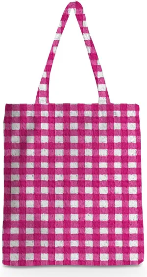 Checkered Tote Bag, Preppy Gingham Weekend Bag, Aesthetic Checked Reusable Grocery Bags for Shopping Gym Vacation