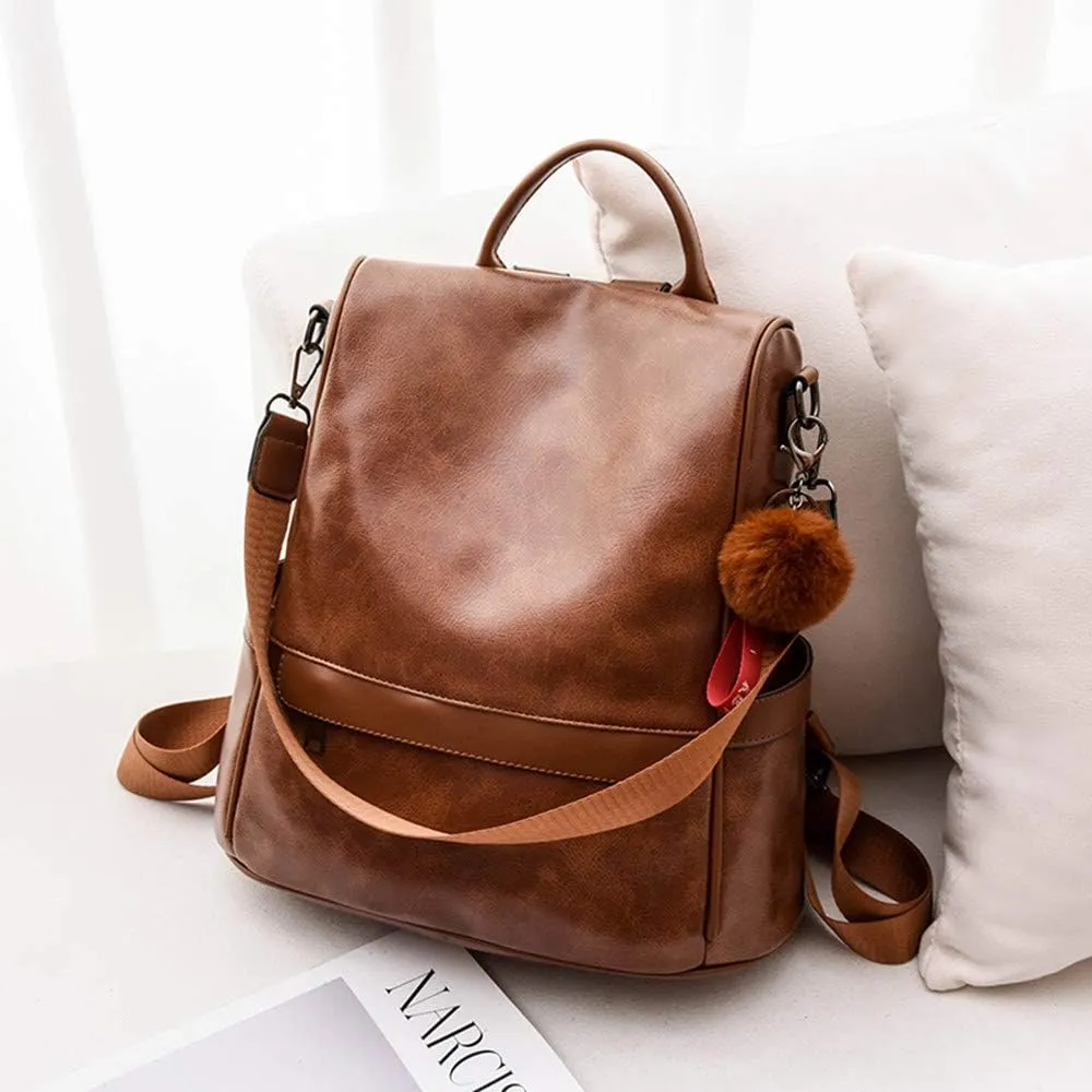 CHERUTY Women Backpack Purse PU Leather Anti-theft Casual Shoulder Bag Fashion Ladies Satchel Bags