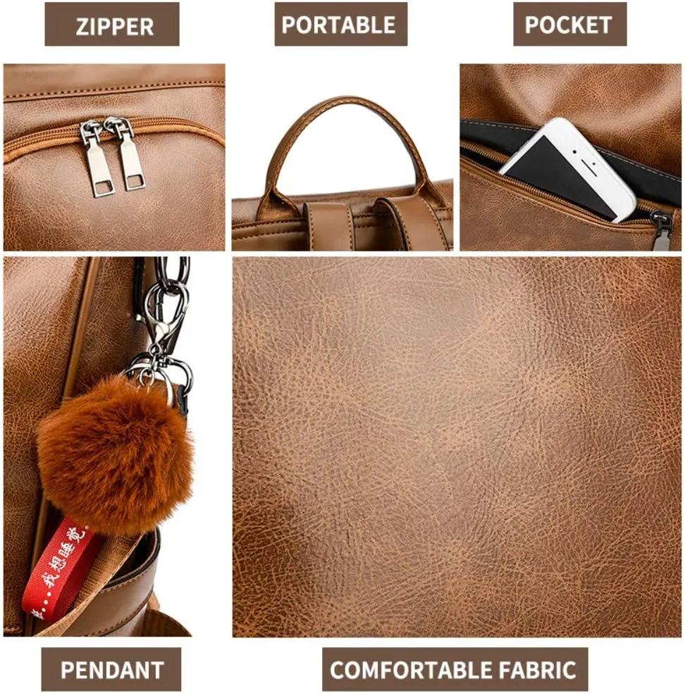 CHERUTY Women Backpack Purse PU Leather Anti-theft Casual Shoulder Bag Fashion Ladies Satchel Bags