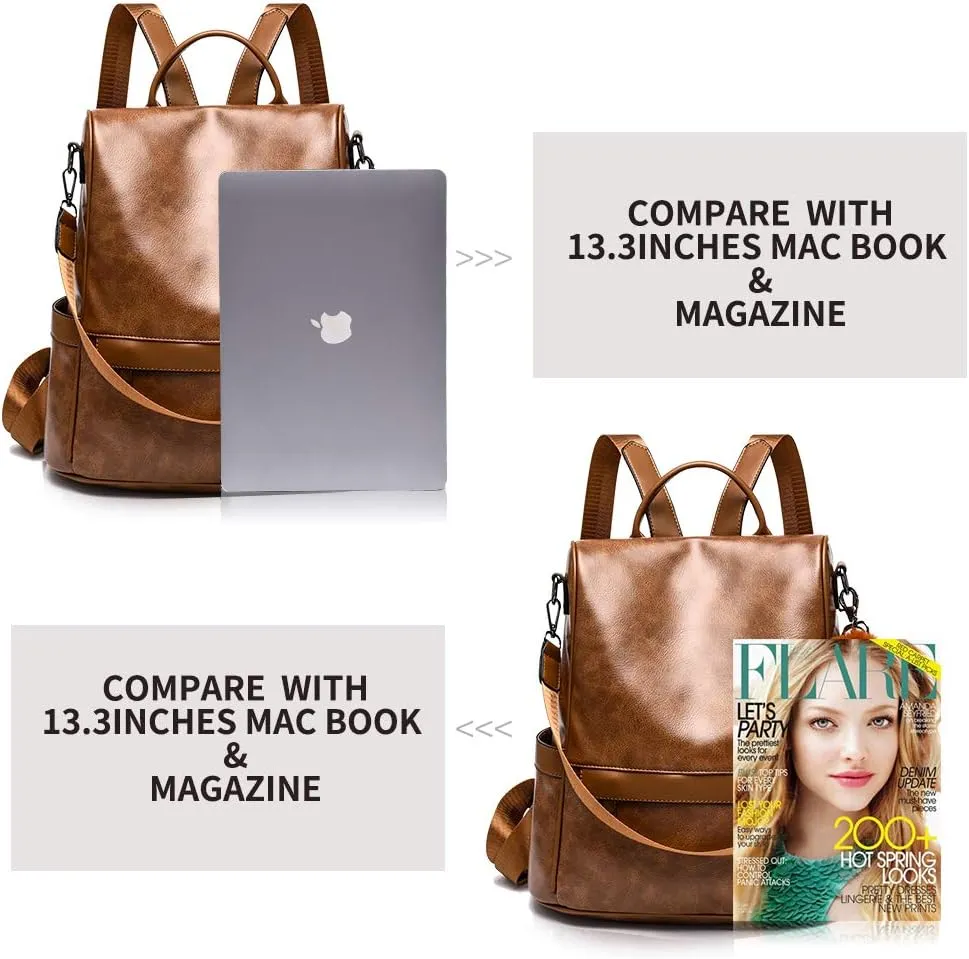 CHERUTY Women Backpack Purse PU Leather Anti-theft Casual Shoulder Bag Fashion Ladies Satchel Bags