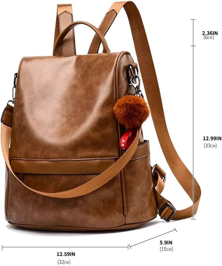 CHERUTY Women Backpack Purse PU Leather Anti-theft Casual Shoulder Bag Fashion Ladies Satchel Bags