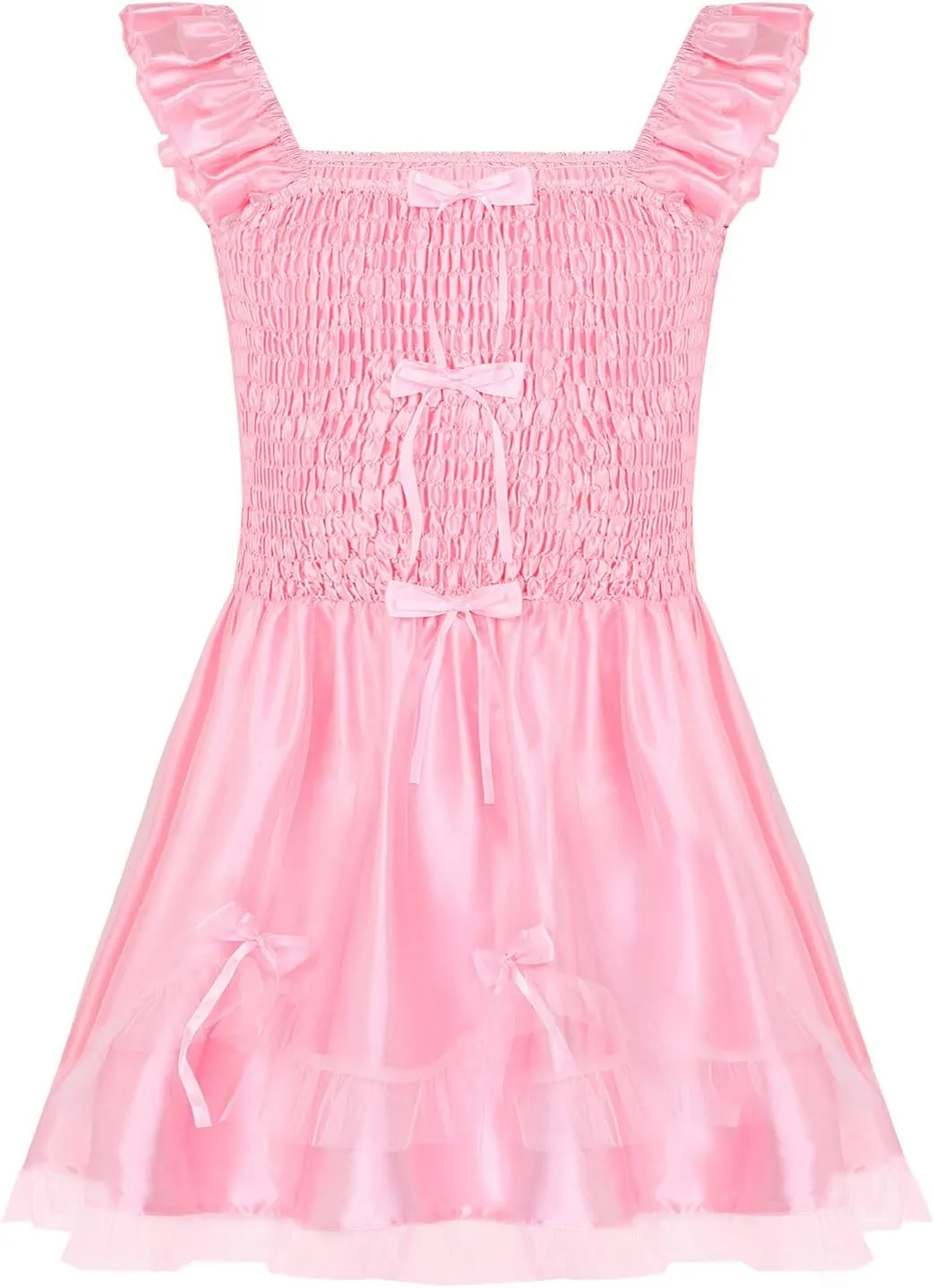 CHICTRY Men's Sissy Lingerie Stain Nightdress Chemise Nightgown Longwear