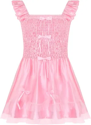 CHICTRY Men's Sissy Lingerie Stain Nightdress Chemise Nightgown Longwear