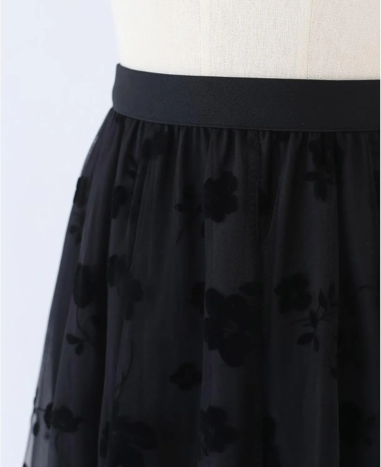CHICWISH Women's 3D Posy Double-Layered Mesh Midi Skirt