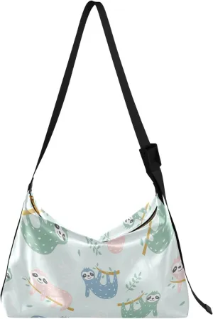 Childish Cute Sloth Creative Lady Leather Purses Hobo Large Crossbody Bags Animal Print Womens Everyday Purse