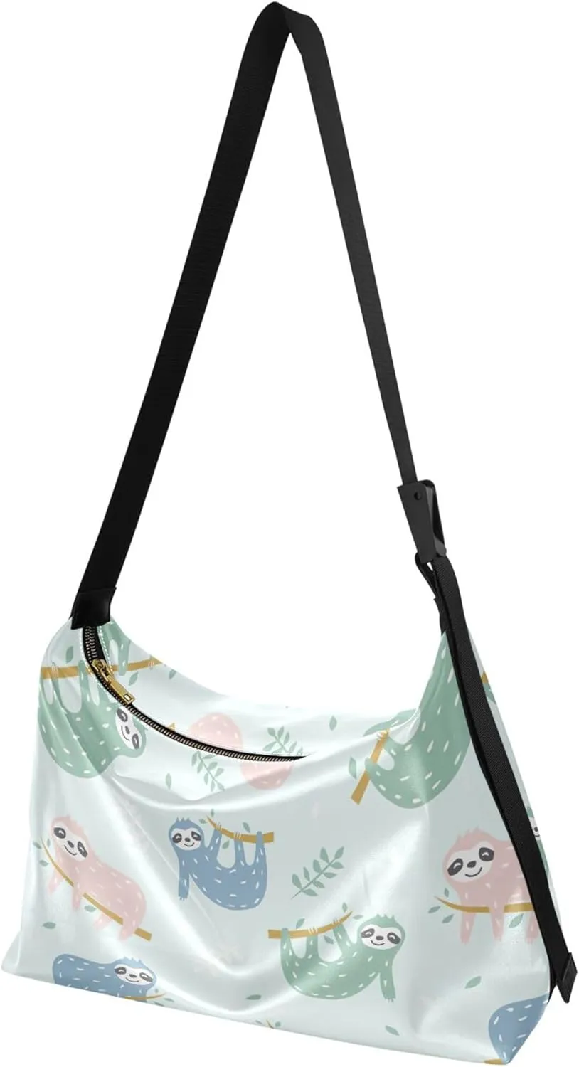 Childish Cute Sloth Creative Lady Leather Purses Hobo Large Crossbody Bags Animal Print Womens Everyday Purse