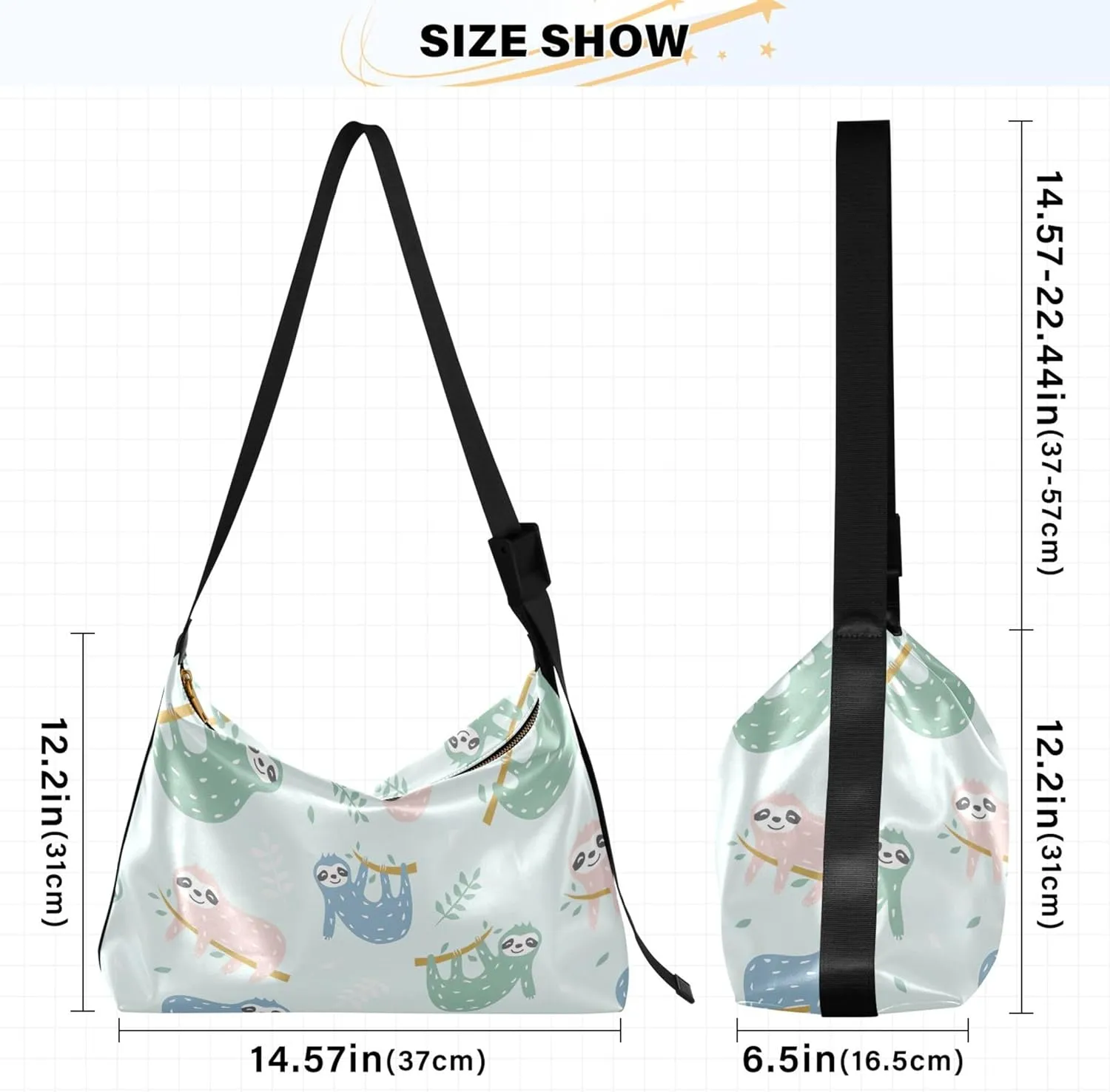 Childish Cute Sloth Creative Lady Leather Purses Hobo Large Crossbody Bags Animal Print Womens Everyday Purse
