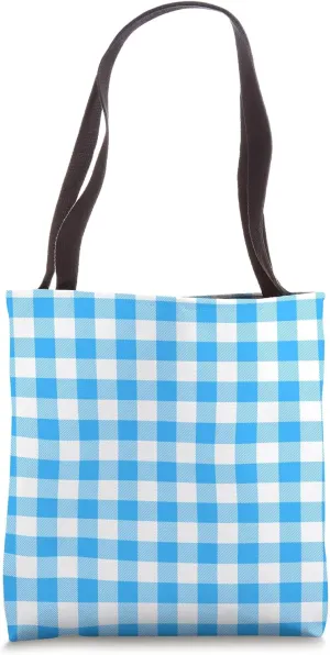 Chinoiserie Gingham Check Blue White Coastal Grandma Decor Tote Bag