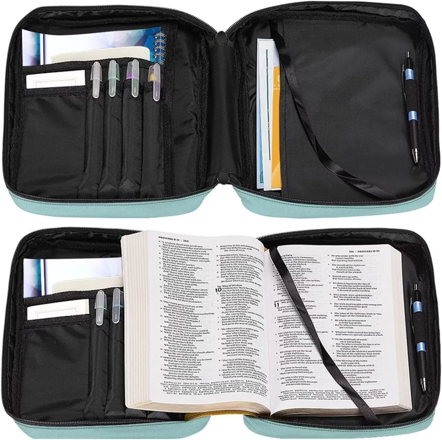 Christian Cross Floral Bible Cover-Polyester Bible Case for Women-Bible Bag Bible Carrier with Shoulder Strap Handle
