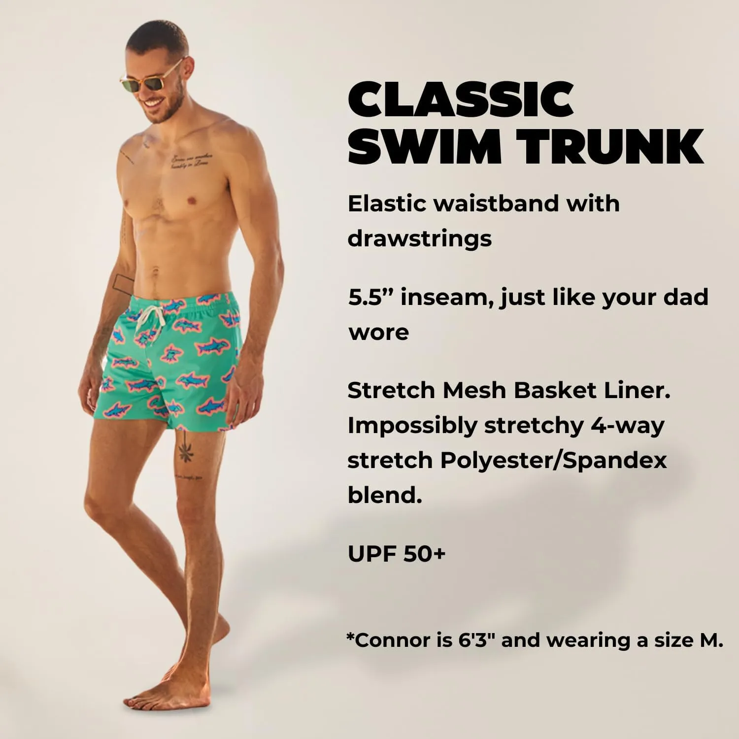 Chubbies Mens Swim Trunks – Mens Swim Shorts with 4-Way Stretch, 5.5” Beach Shorts with Elastic Waist, Drawstring,Mesh Lining