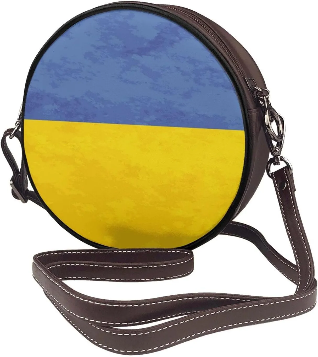 Circle Crossbody Bag for Women Circle Purse with Zipper Adjustable Shoulder Straps