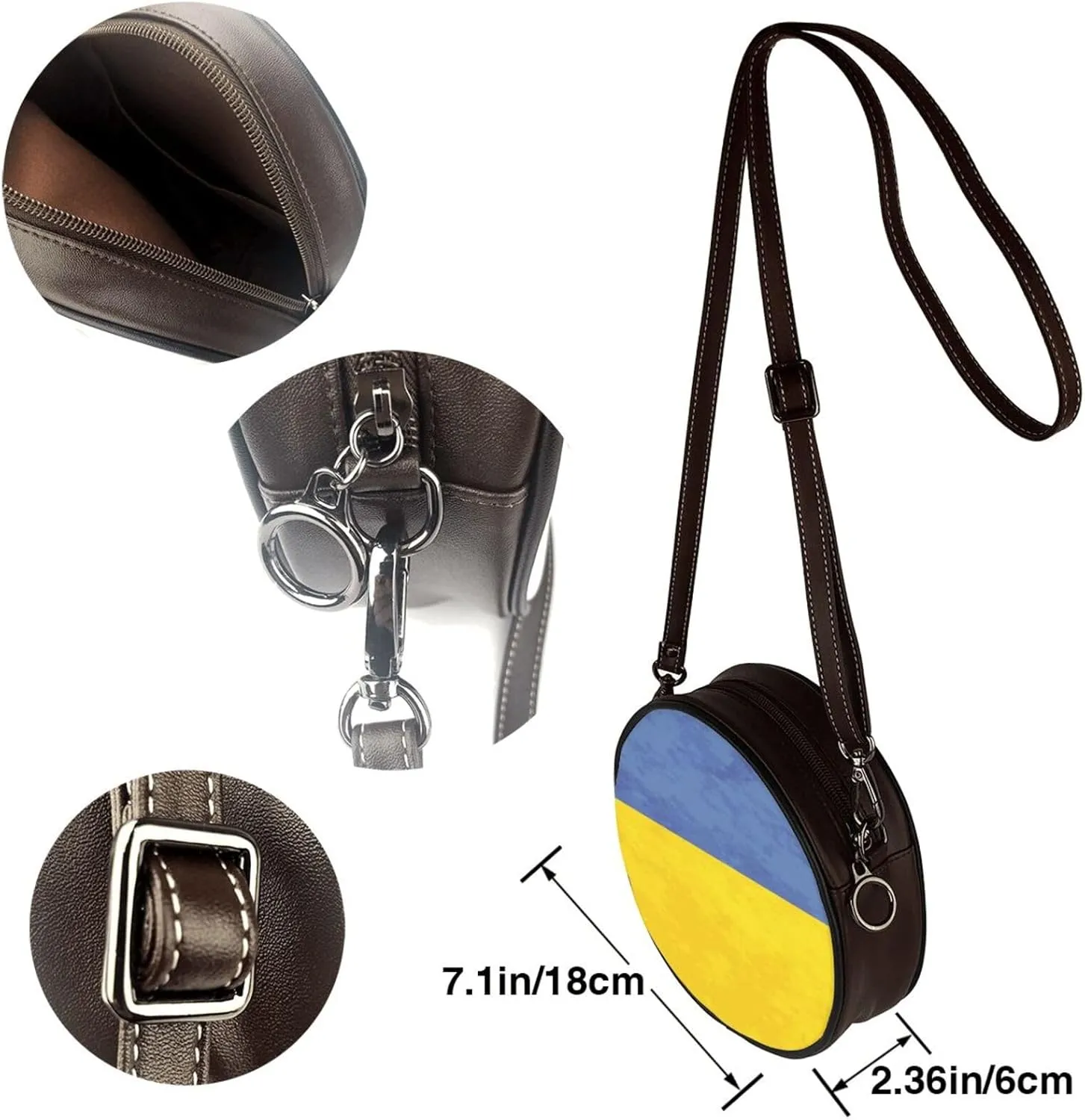 Circle Crossbody Bag for Women Circle Purse with Zipper Adjustable Shoulder Straps