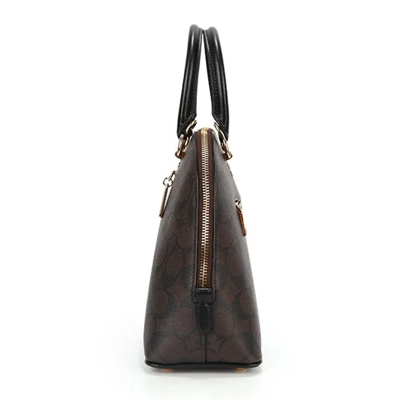 COACH Crossgrain Katy Satchel Bag with Detachable Strap for Shoulder/Crossbody Wear in Elegant Black