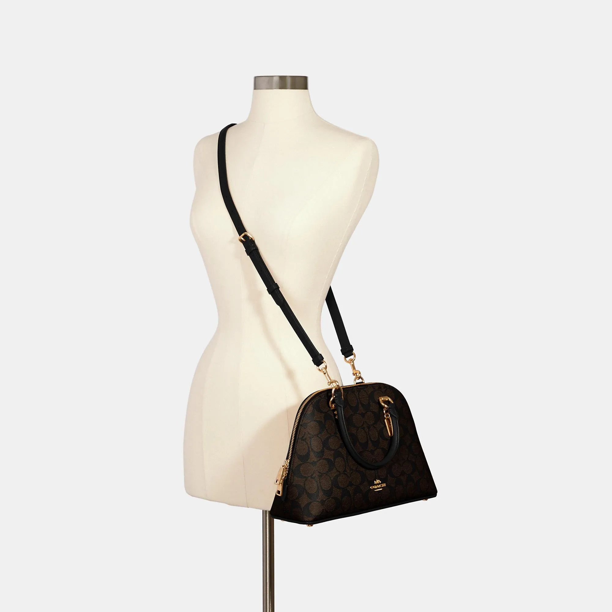 COACH Crossgrain Katy Satchel Bag with Detachable Strap for Shoulder/Crossbody Wear in Elegant Black