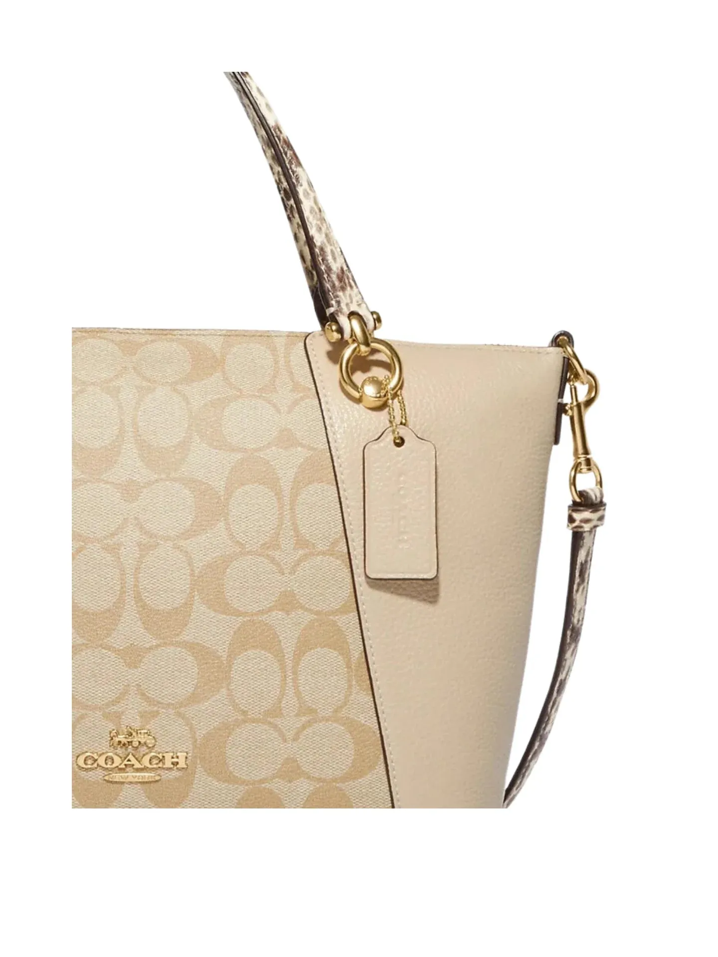 Coach Kacey Satchel in Signature Canvas with Snake Embossed Light Khaki/Ivory Multi