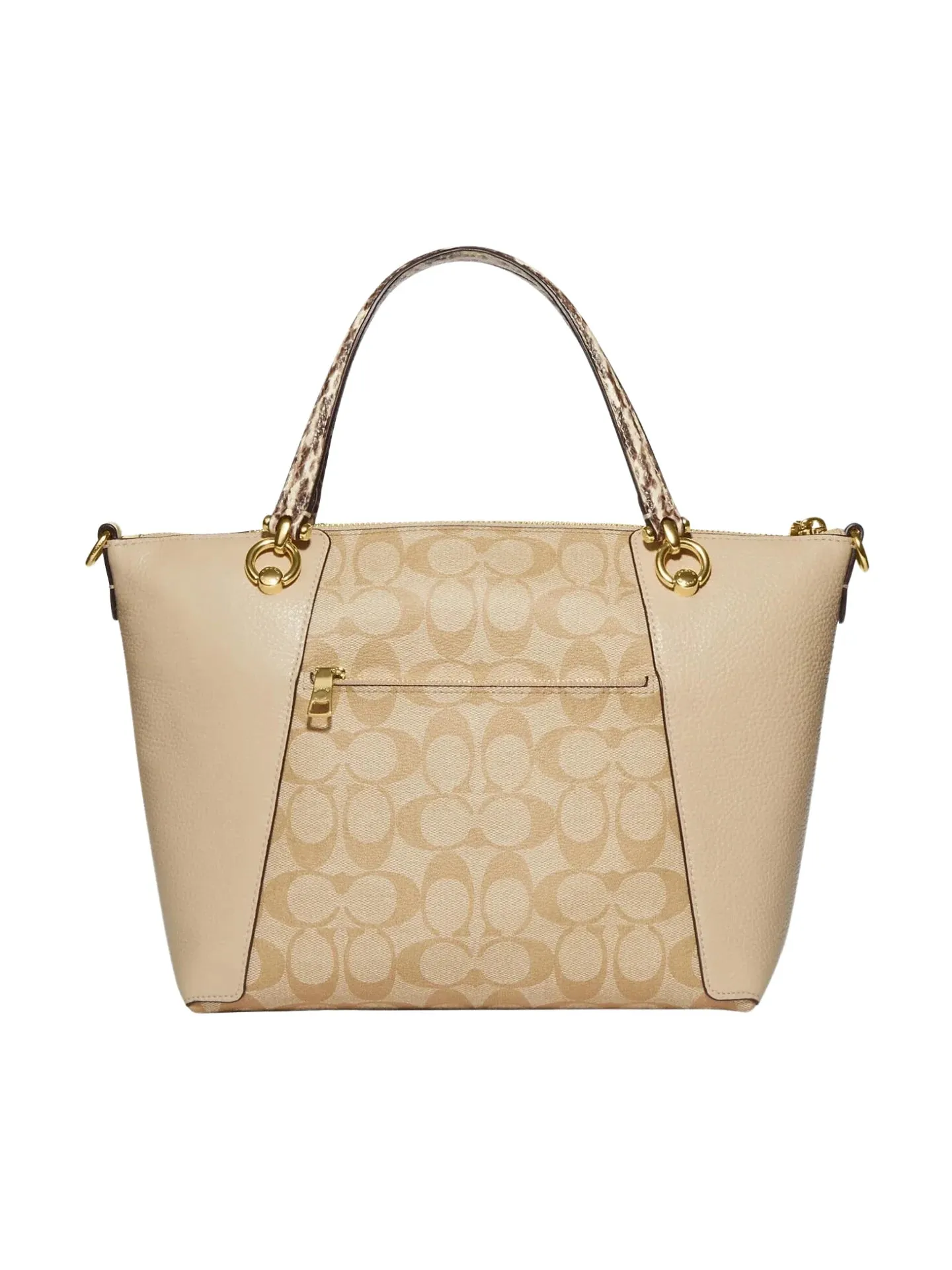 Coach Kacey Satchel in Signature Canvas with Snake Embossed Light Khaki/Ivory Multi