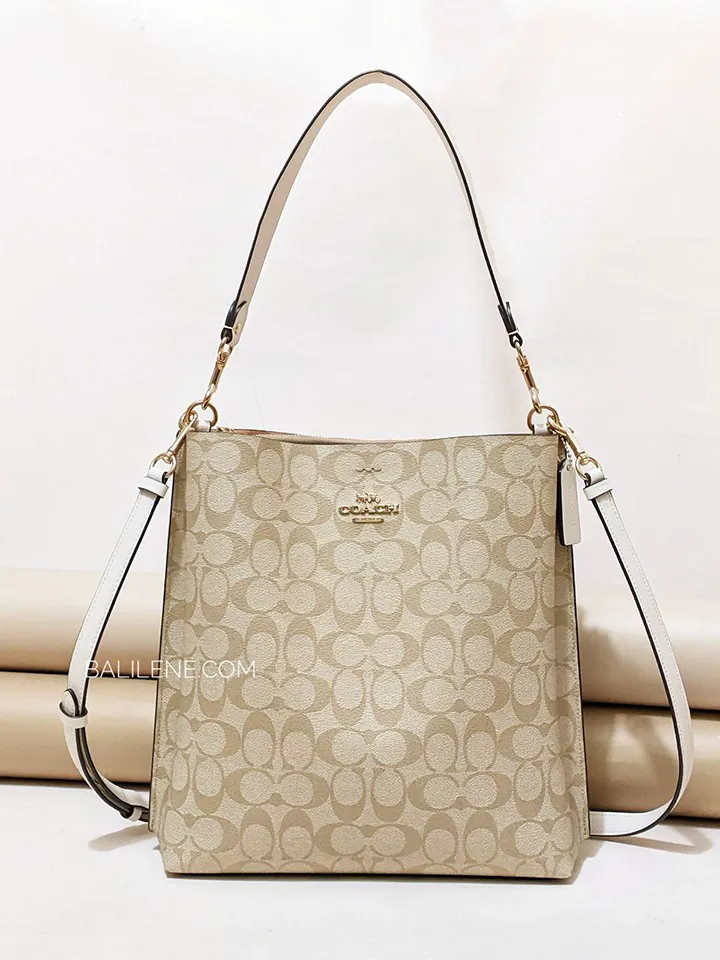 Coach Mollie Bucket Bag In Signature Canvas Light Khaki Chalk