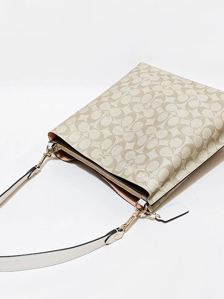 Coach Mollie Bucket Bag In Signature Canvas Light Khaki Chalk