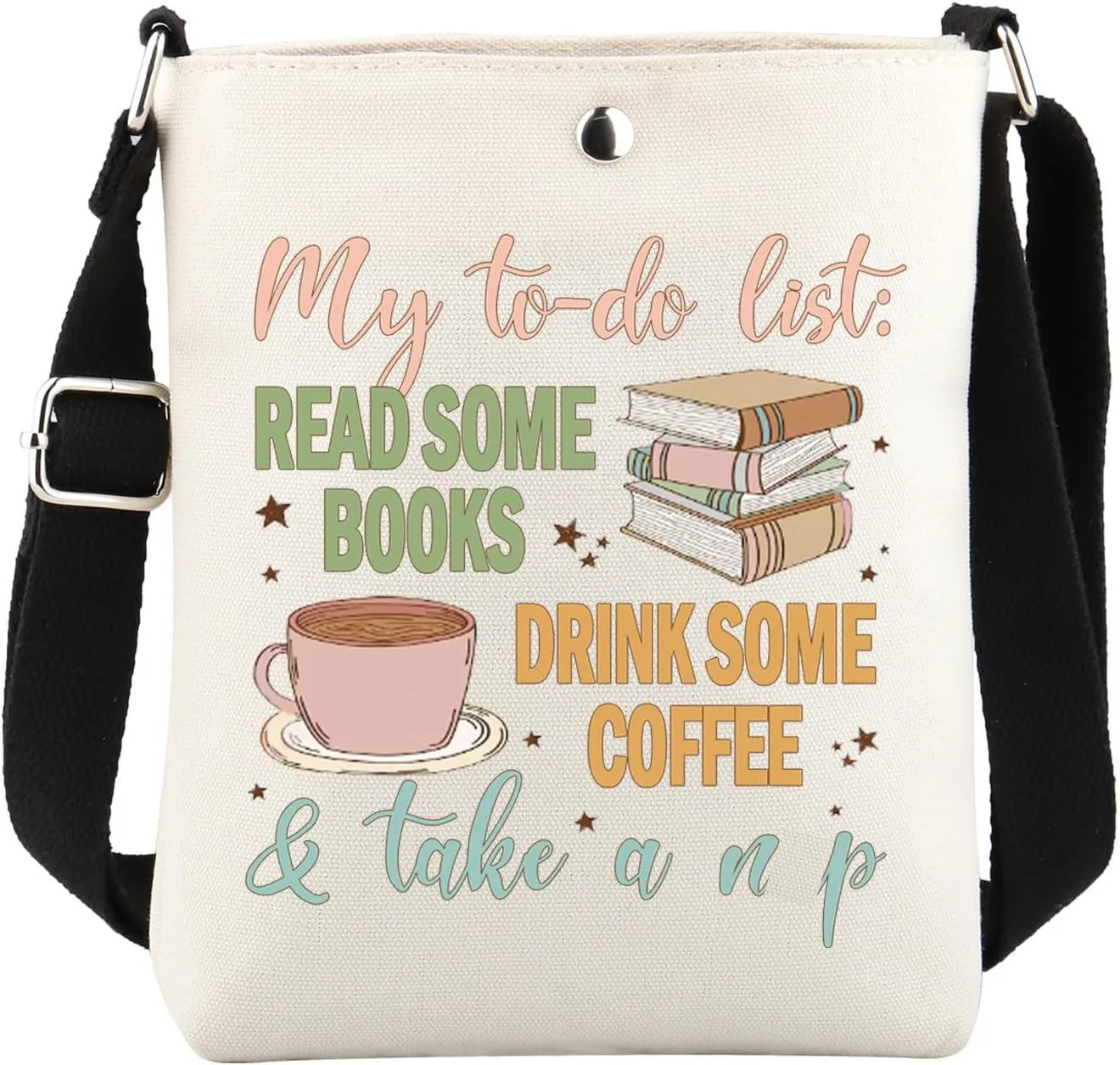 Coffee Book Gift Crossbody Bag for Book Lovers Coffee Lovers Gifts Book Cross Body Purse with Shoulder Strap Bucket Bag