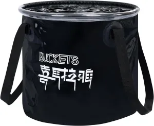 Collapsible Bucket, 22L Folding Bucket Wash Basin Bags with Handle, Khaki Transparent Portable Water Container 5.8 Gallon Camping Fishing Hiking Gardening (Black)
