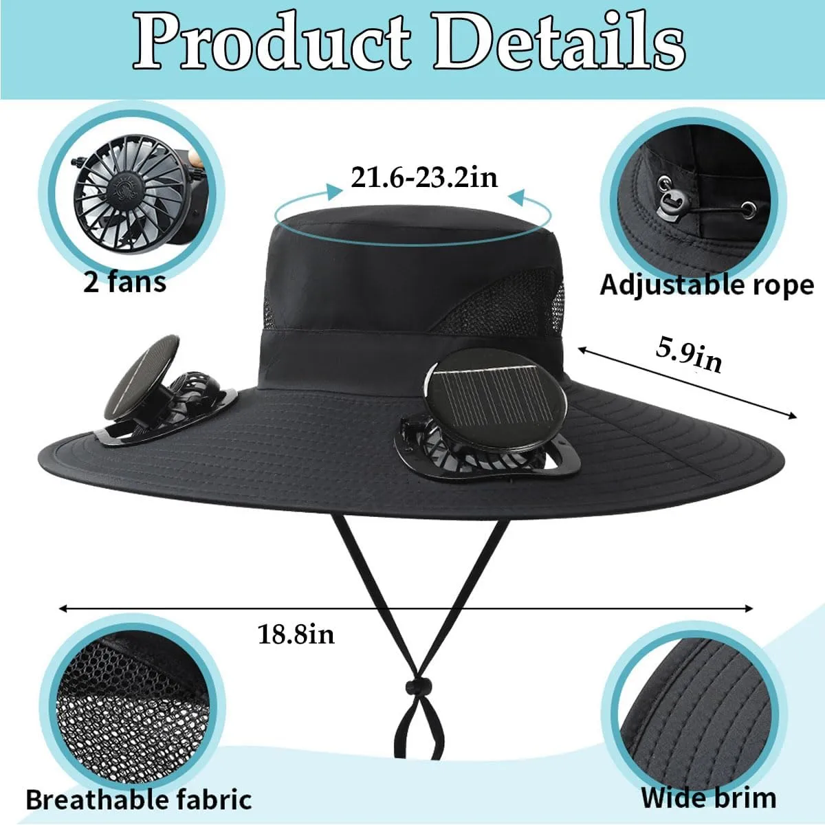 Collit Fishing Hat, Consulbefor Fan Hat, Bucket Wide Panel Brim Sombrero Hats Men in Outdoor