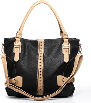 Color Block Black Emboss Bold Stitch Shoulder L Bag Designer Inspire