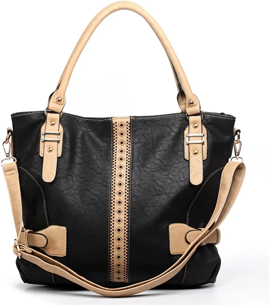 Color Block Black Emboss Bold Stitch Shoulder L Bag Designer Inspire