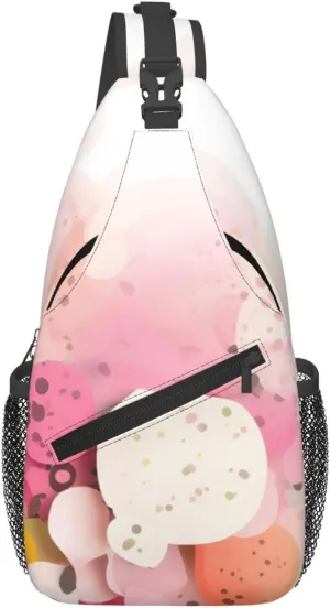 Color fragment paper Patterned multifunctional crossbody chest bag, suitable for casual hiking, unisex, convenient travel backpack